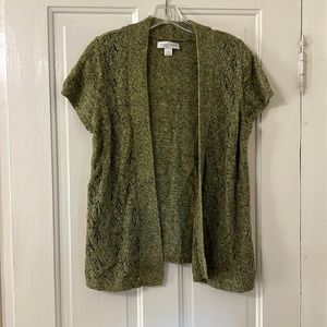 Christopher & Banks Green Short Sleeve Cardigan
